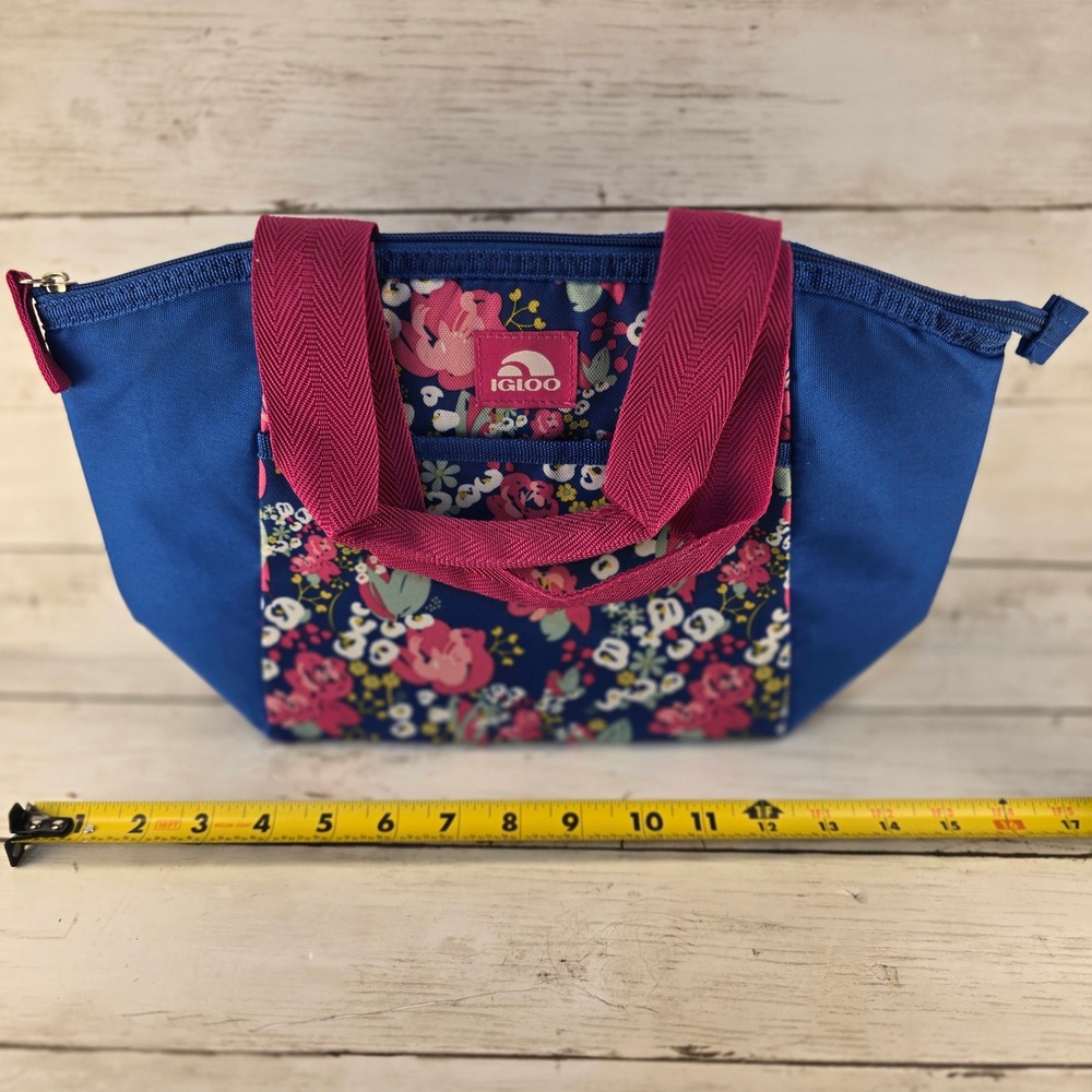 Igloo Floral Insulated‎ Lunch Tote Bag Blue Pink 00161823 Small Cooler Bag